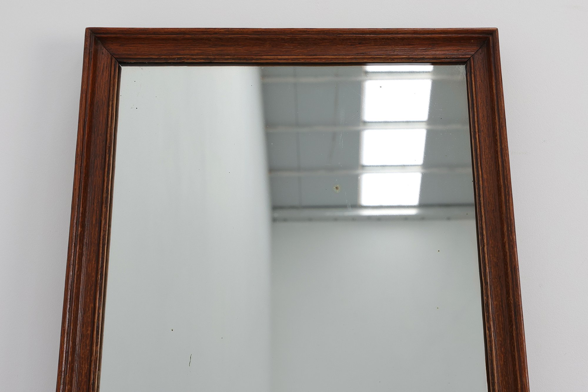 Art Deco Tall Oak Mirror with Moulded Frame, Belgium, 1920thumbnail