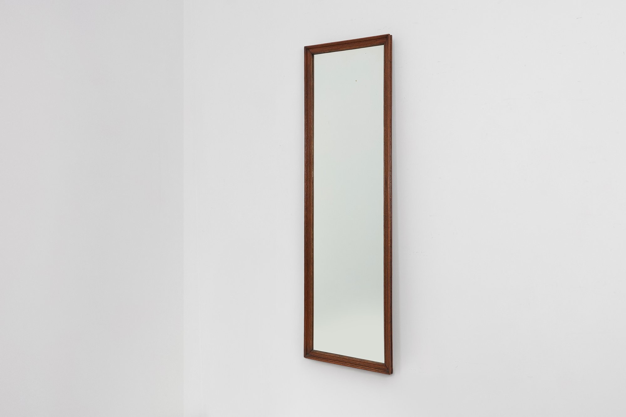 Art Deco Tall Oak Mirror with Moulded Frame, Belgium, 1920thumbnail