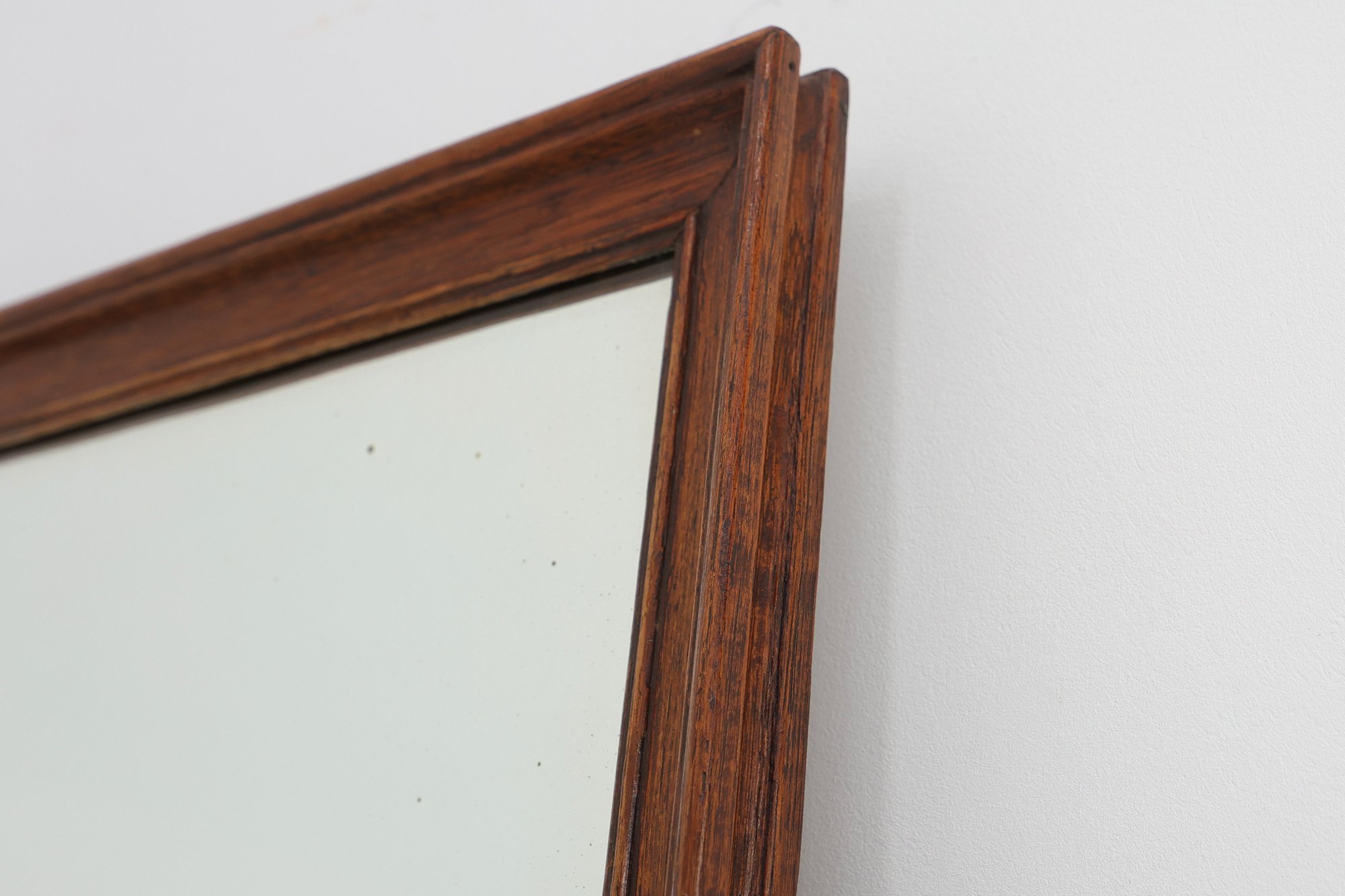Art Deco Tall Oak Mirror with Moulded Frame, Belgium, 1920thumbnail