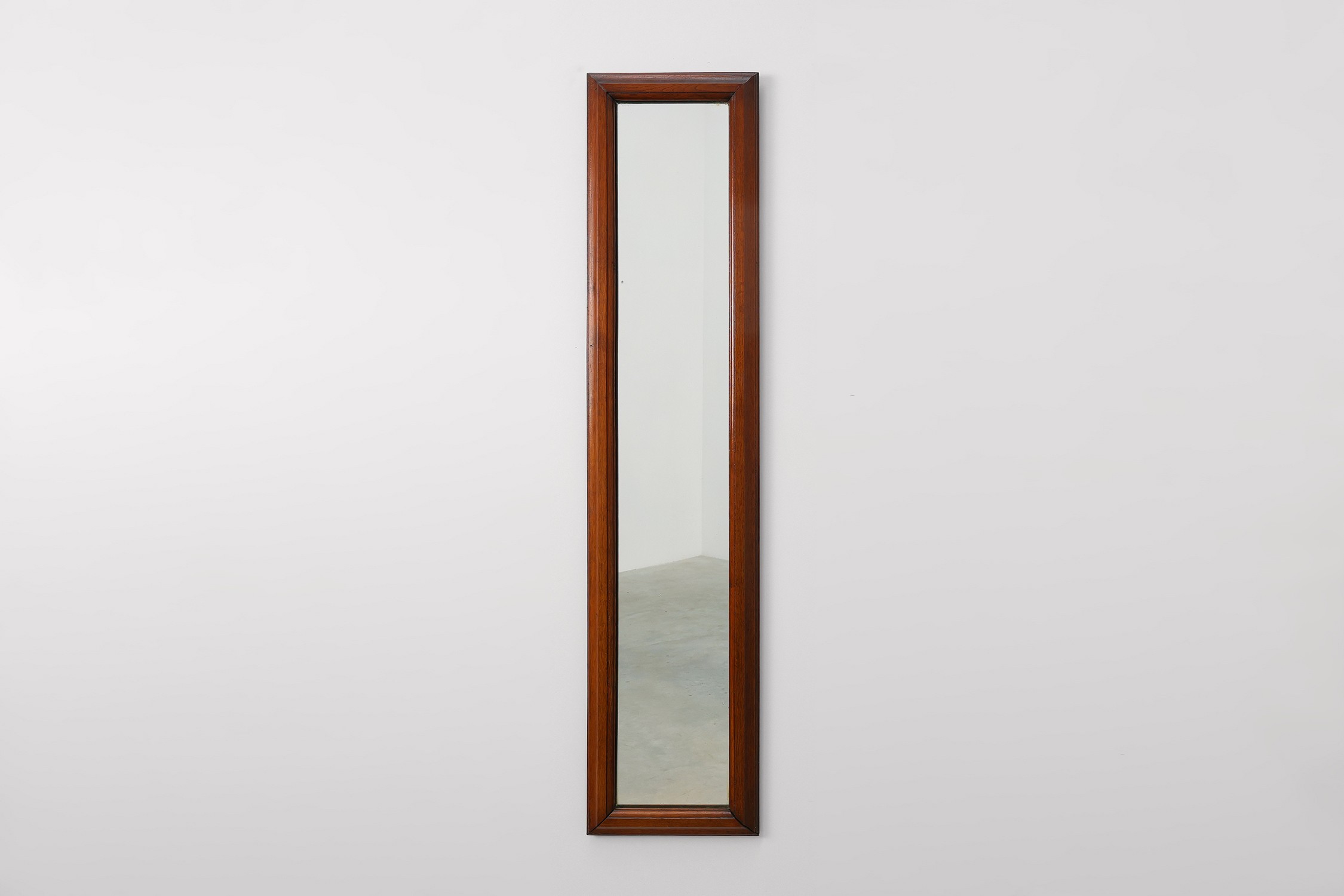 Art Deco Tall Narrow Oak Mirror with Moulded Frame, Belgium, 1920thumbnail