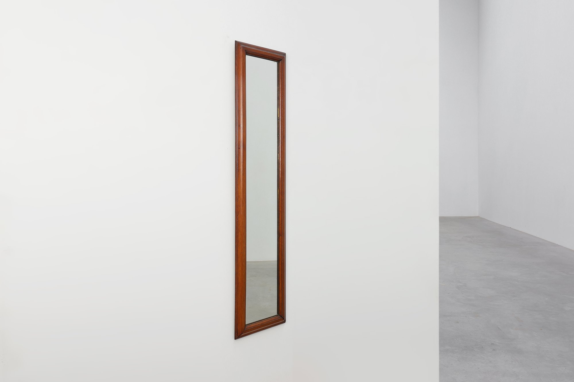 Art Deco Tall Narrow Oak Mirror with Moulded Frame, Belgium, 1920thumbnail