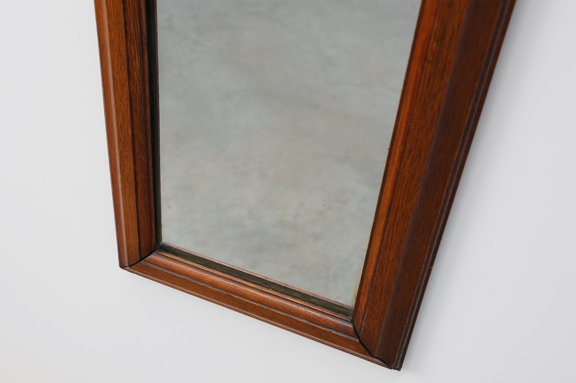 Art Deco Tall Narrow Oak Mirror with Moulded Frame, Belgium, 1920thumbnail
