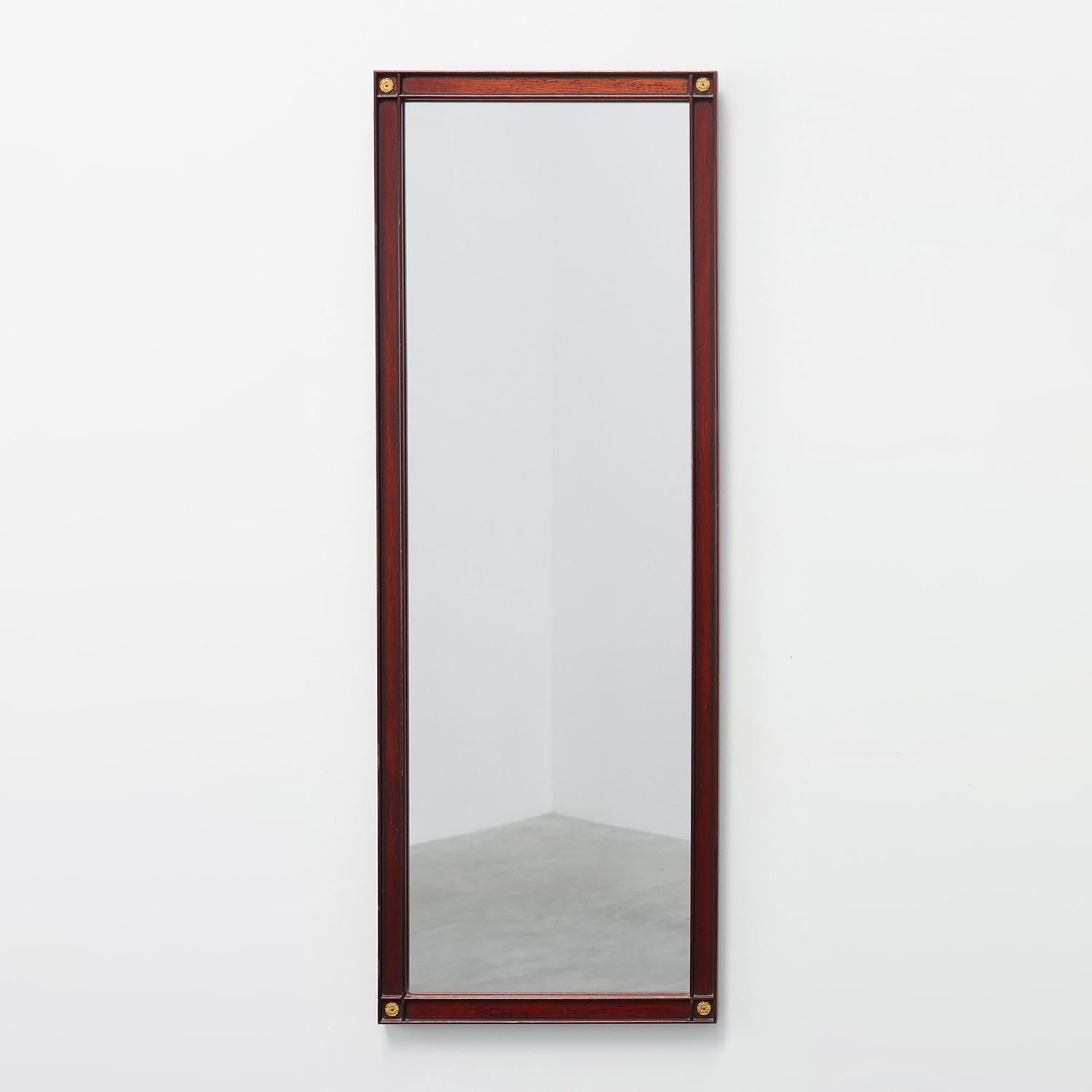 Neoclassical Style Oak Mirror with Brass Rosettes by Deknudt, Belgium-img