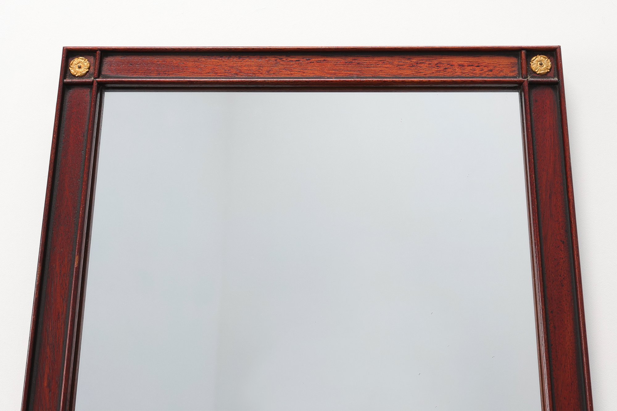 Neoclassical Style Oak Mirror with Brass Rosettes by Deknudt, Belgiumthumbnail