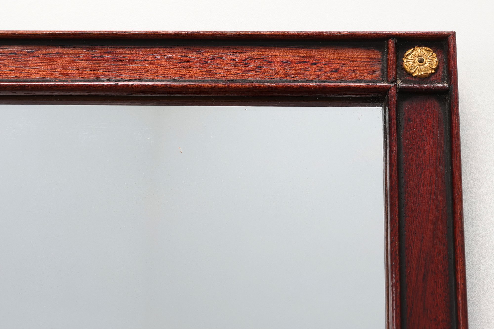 Neoclassical Style Oak Mirror with Brass Rosettes by Deknudt, Belgiumthumbnail