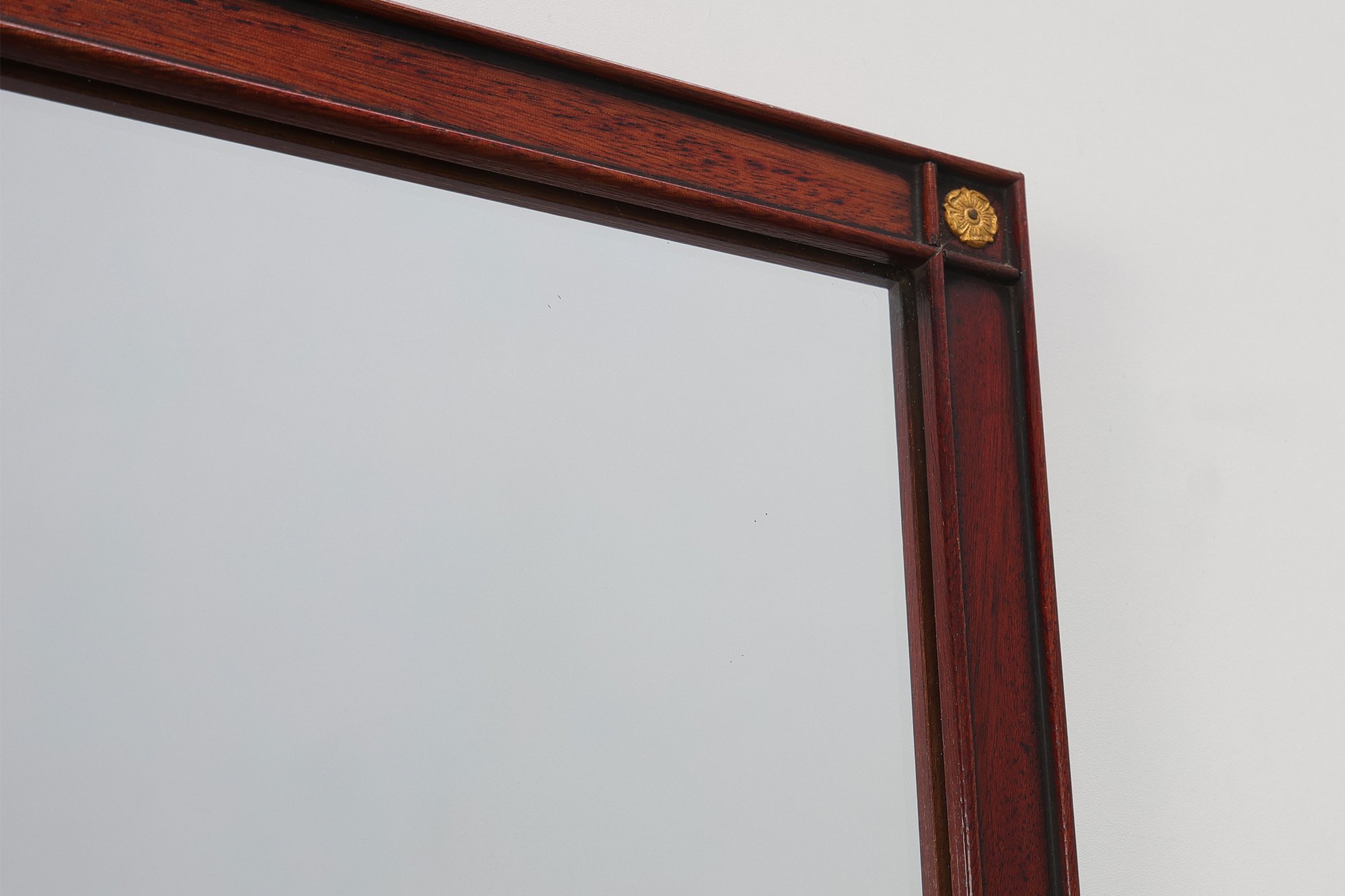 Neoclassical Style Oak Mirror with Brass Rosettes by Deknudt, Belgiumthumbnail