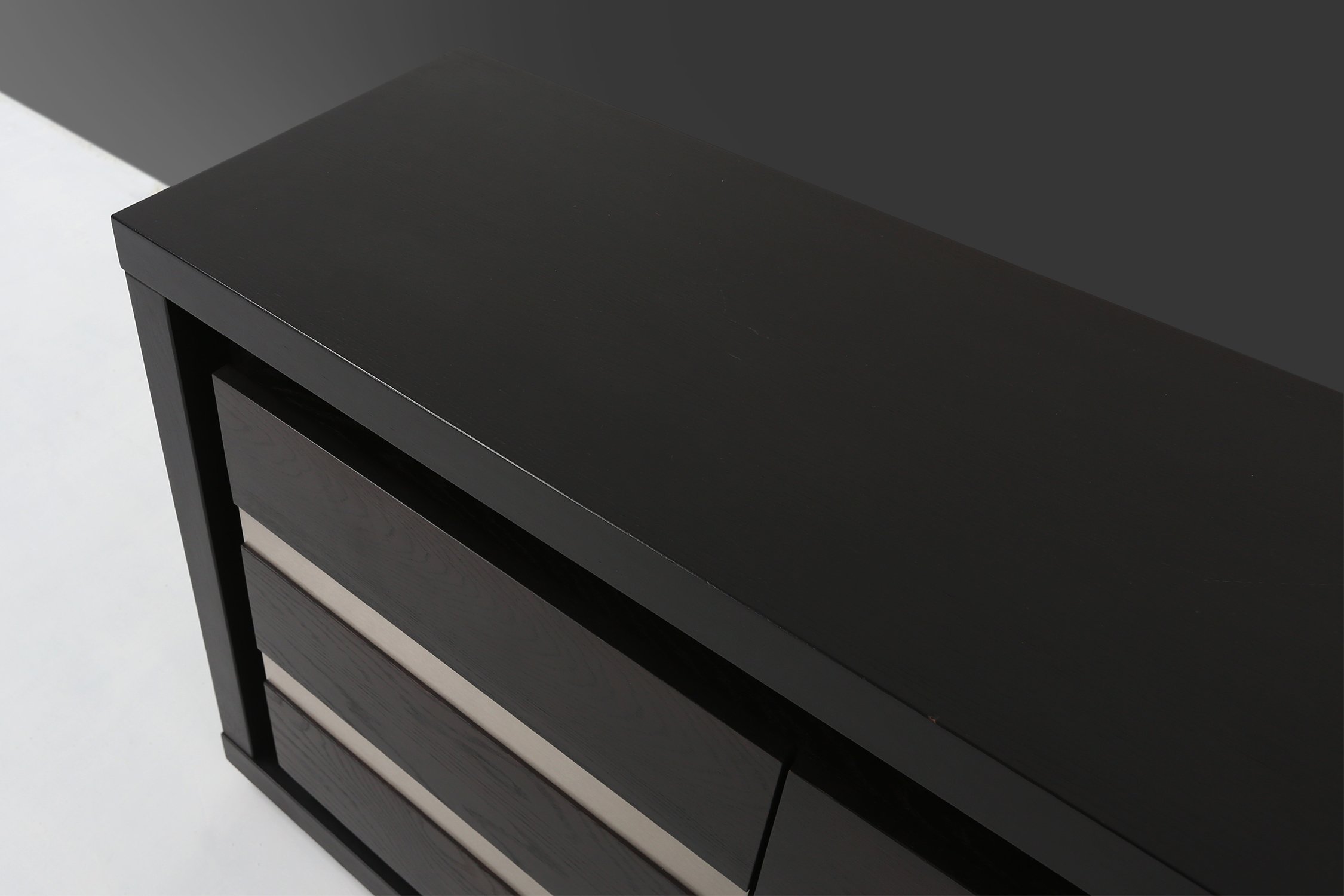 Brutalist Mid-century Belgian Black Oak Sideboard, Belgium 1970sthumbnail