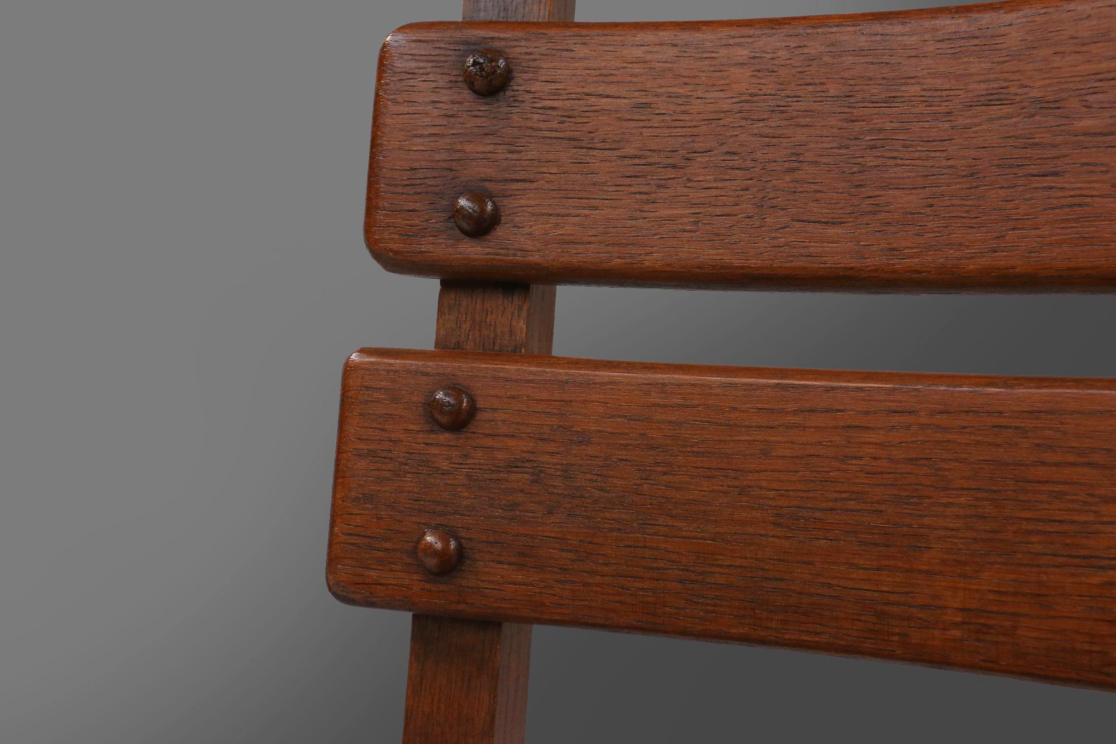 Brutalist Dining Chairs in Oak and Wicker, Set of 6thumbnail
