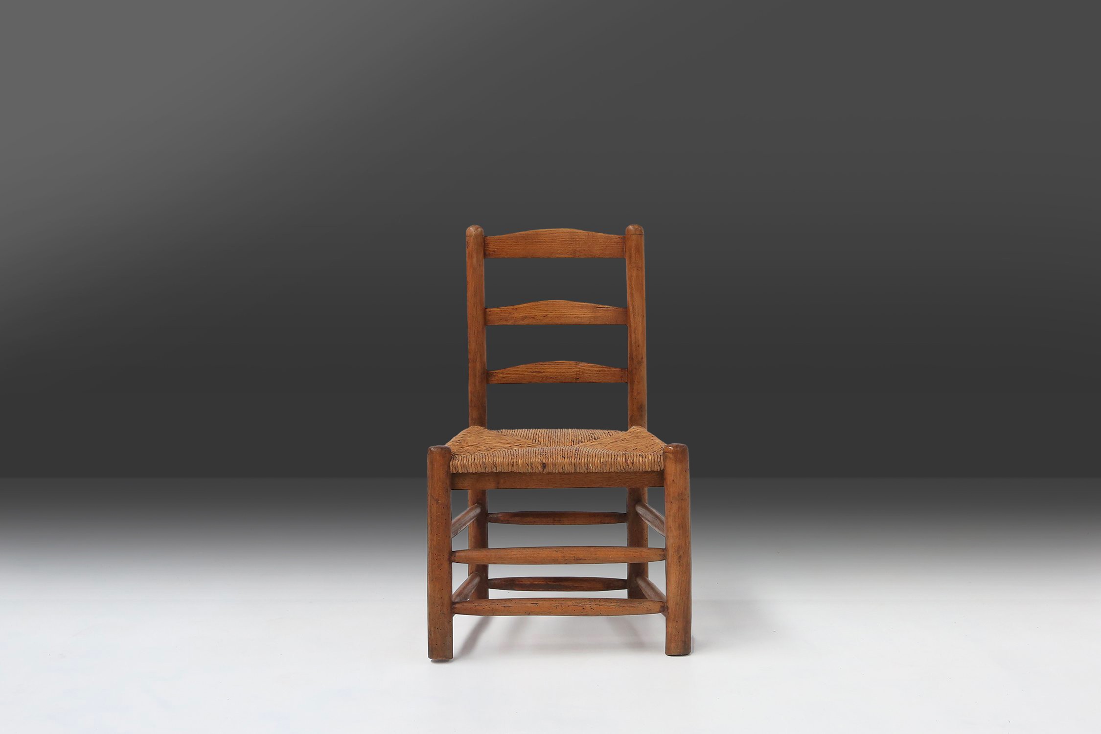 French Wabi-Sabi wood and wicker side Chair, 1850sthumbnail