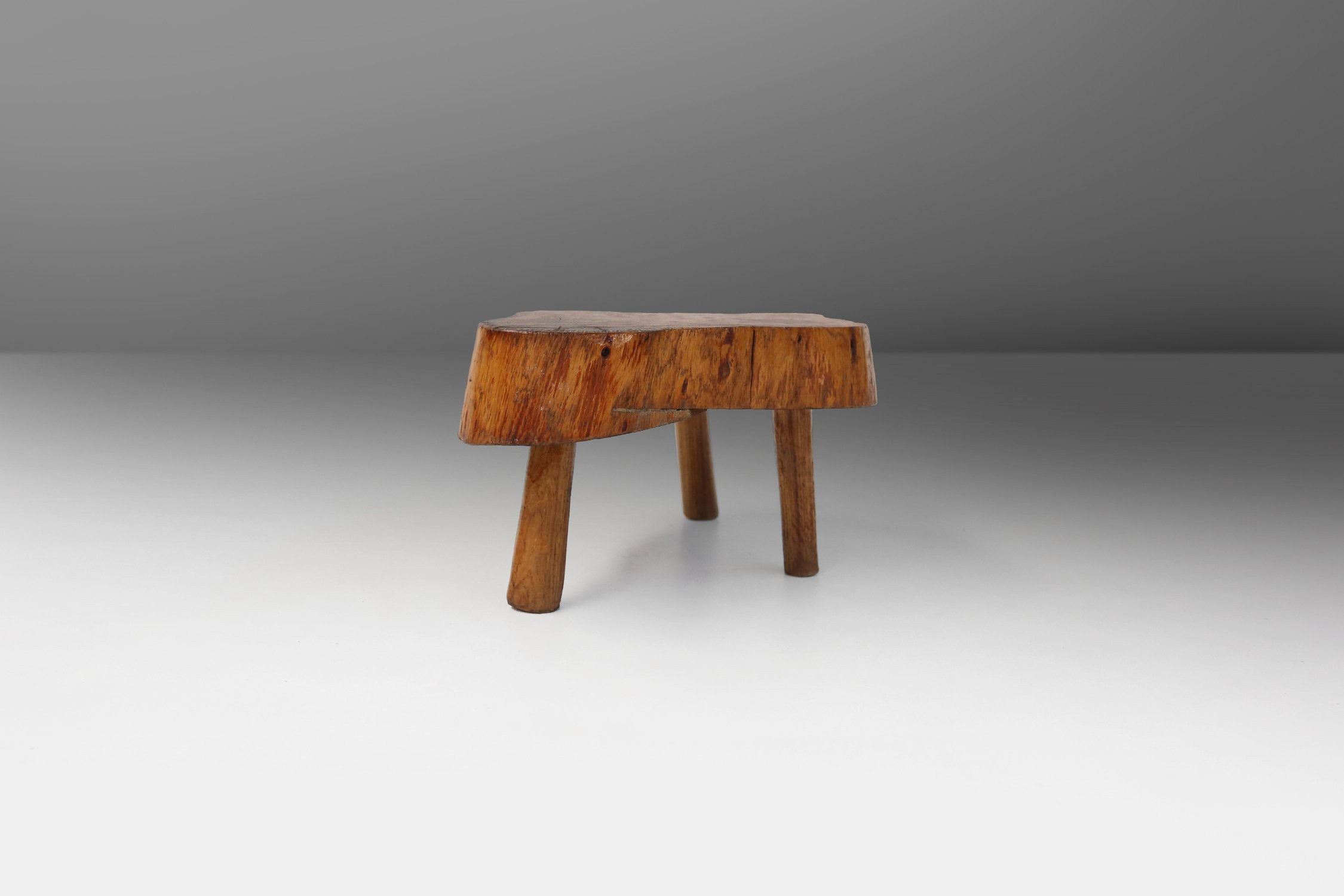 Rustic low Wooden tripod tree trunk Side Table, Belgium ca. 1900thumbnail