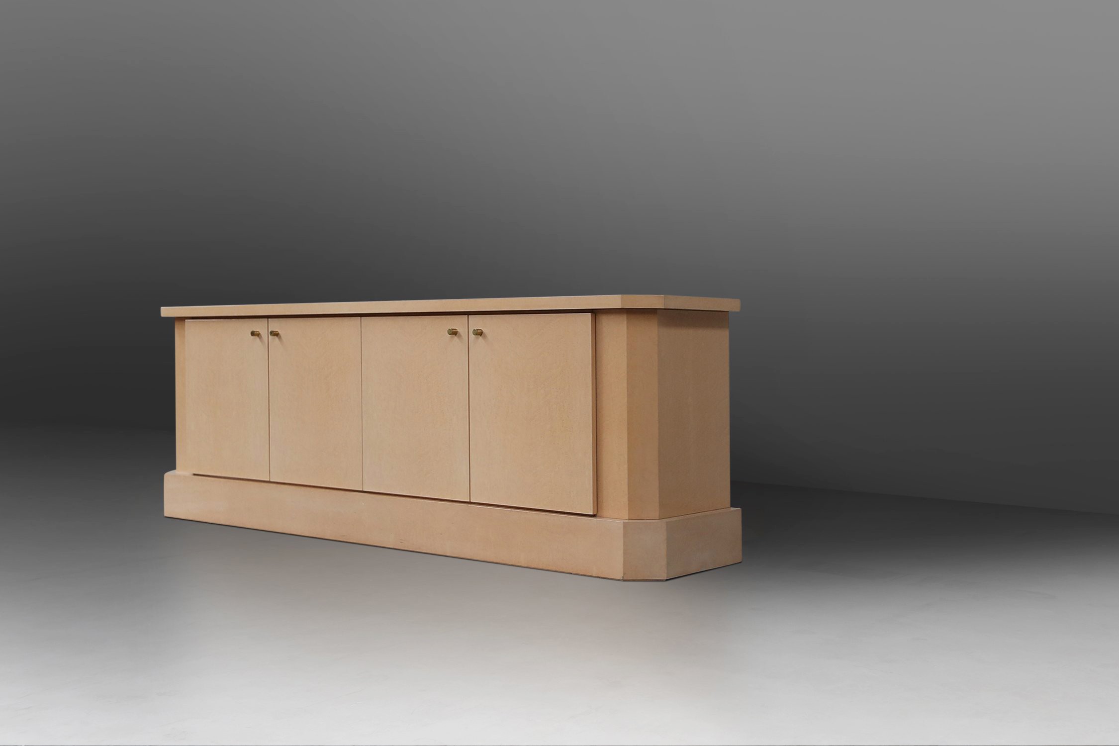 Ivory Lacquer Sideboard in burl wood by Jean Claude Dresse, 1970sthumbnail