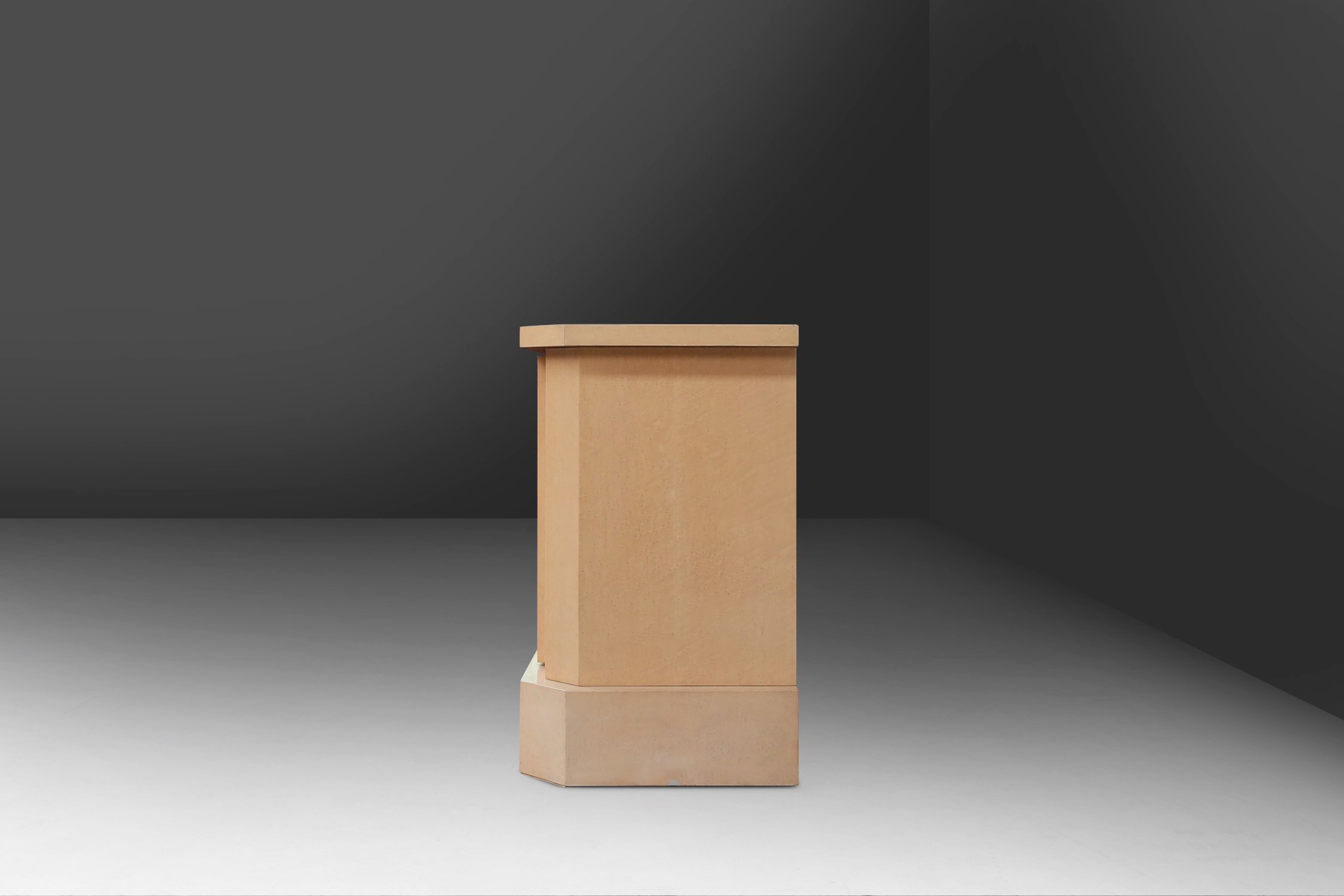 Ivory Lacquer Sideboard in burl wood by Jean Claude Dresse, 1970sthumbnail