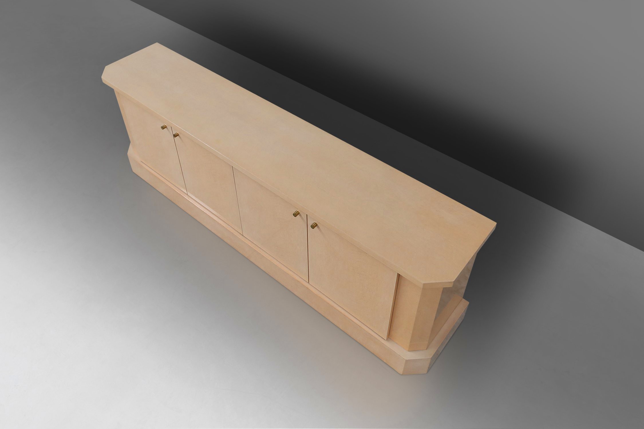 Ivory Lacquer Sideboard in burl wood by Jean Claude Dresse, 1970sthumbnail