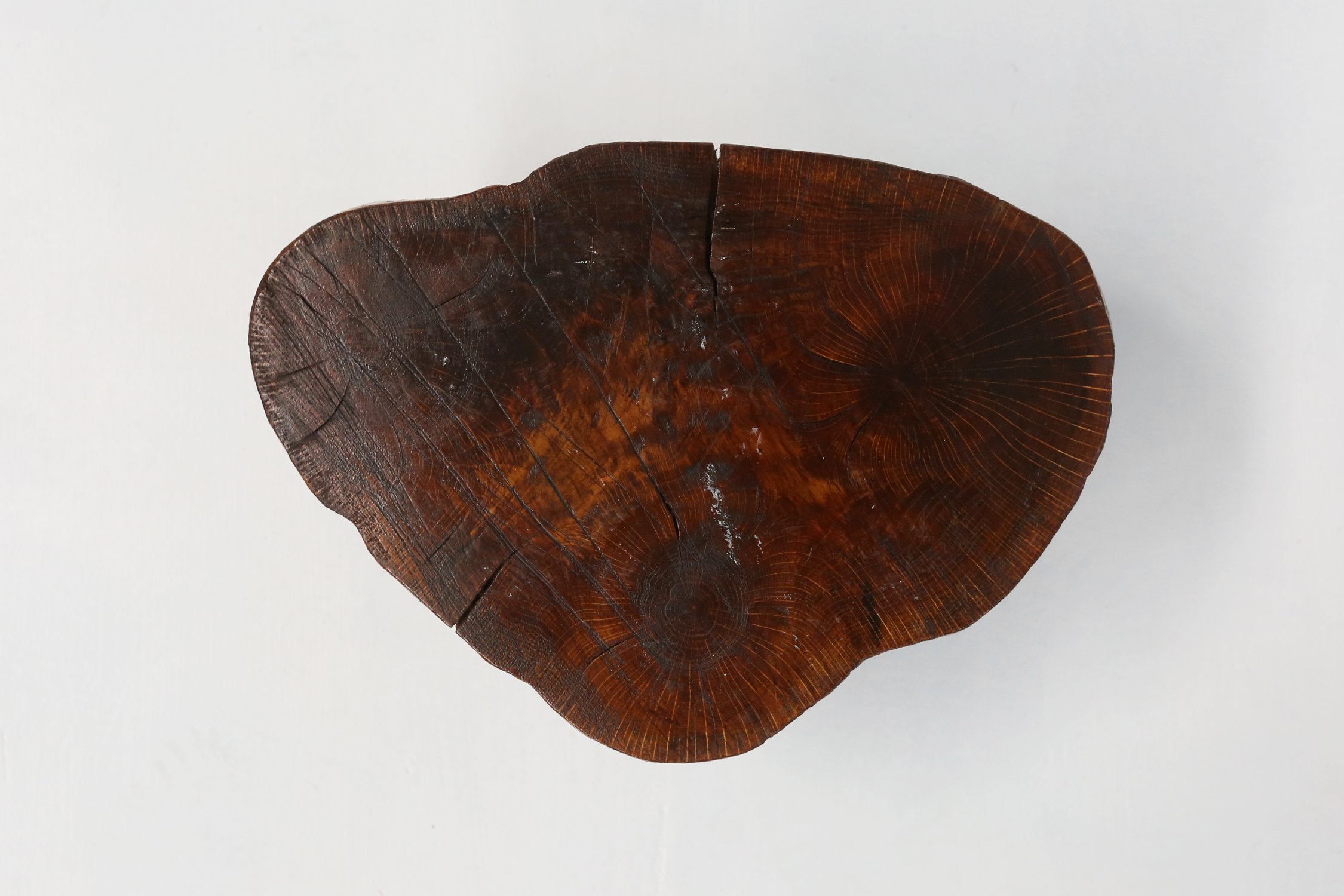 Rustic low Wooden tripod tree trunk Side Table, Belgium ca. 1900thumbnail