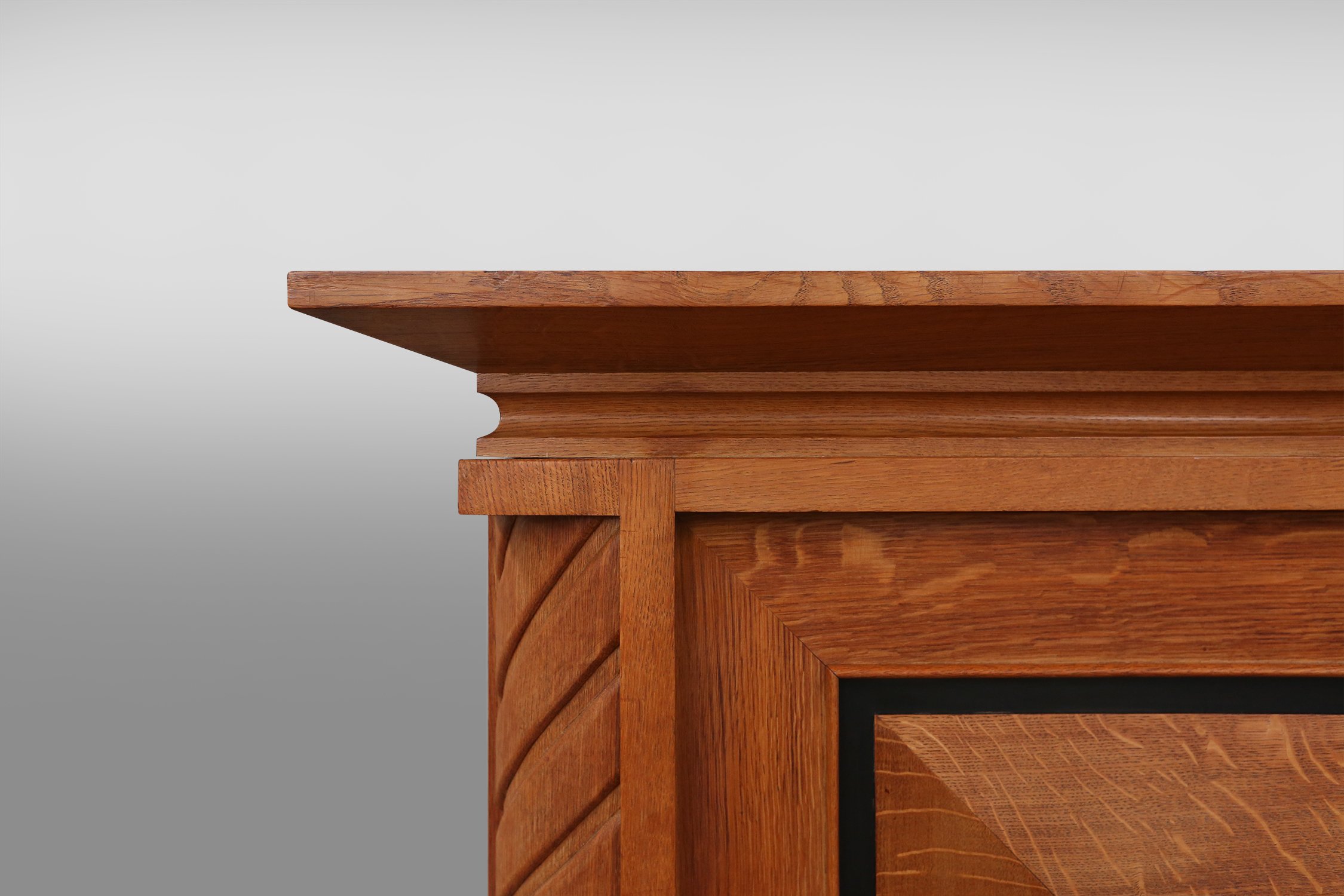 Art Deco brutalist Belgian sideboard in solid Oak and Brass detailsthumbnail