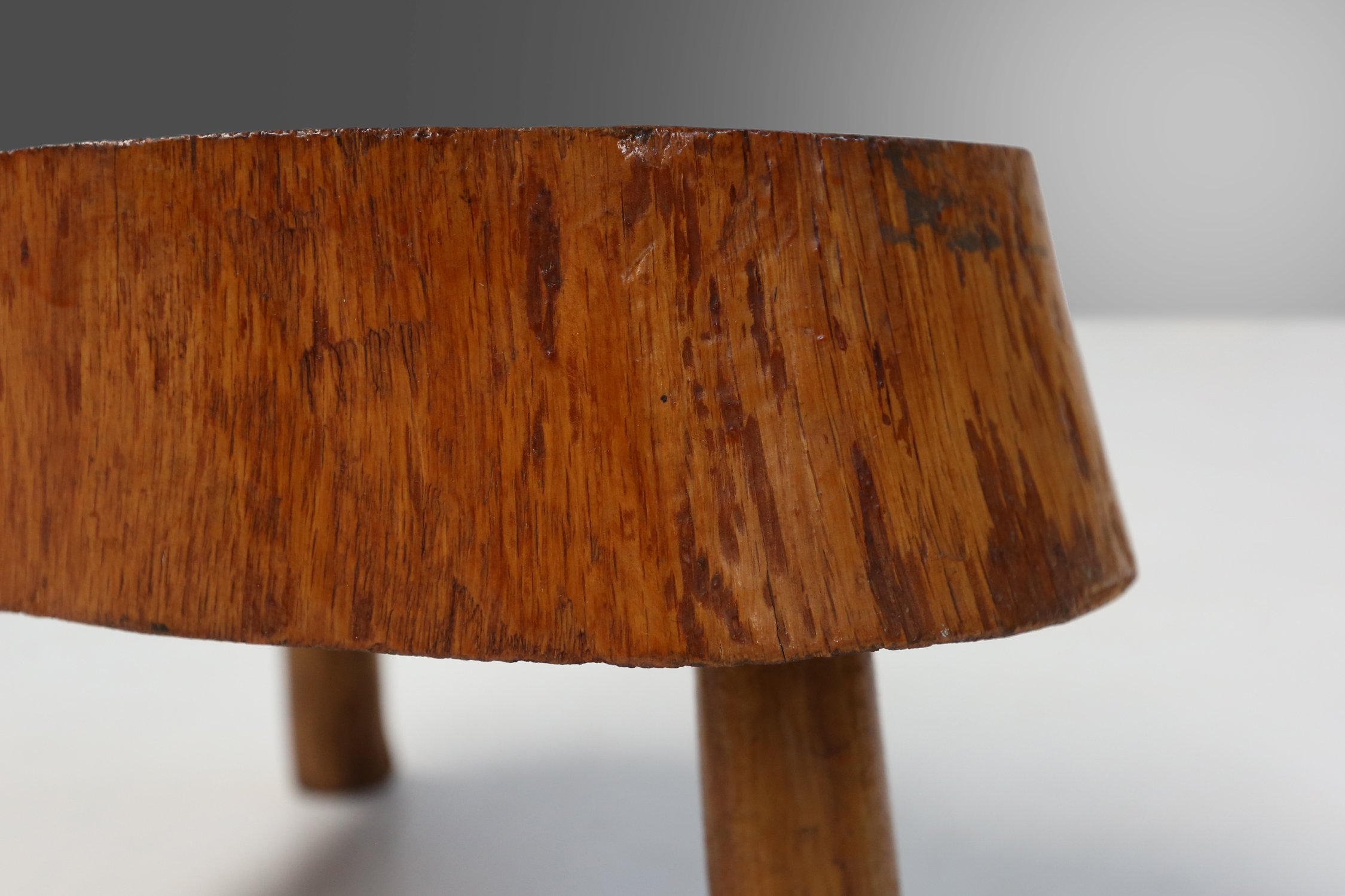 Rustic low Wooden tripod tree trunk Side Table, Belgium ca. 1900thumbnail