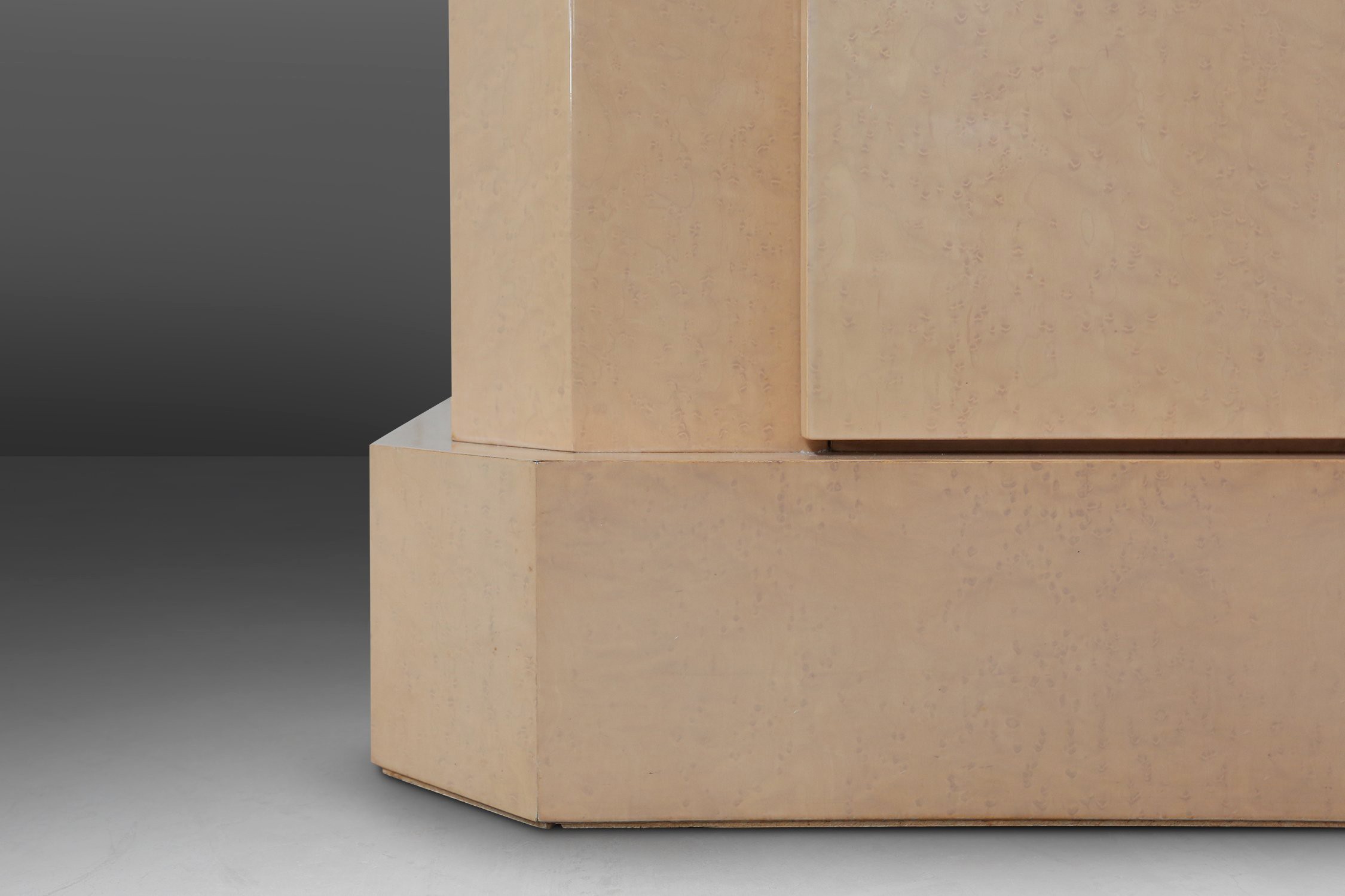 Ivory Lacquer Sideboard in burl wood by Jean Claude Dresse, 1970sthumbnail