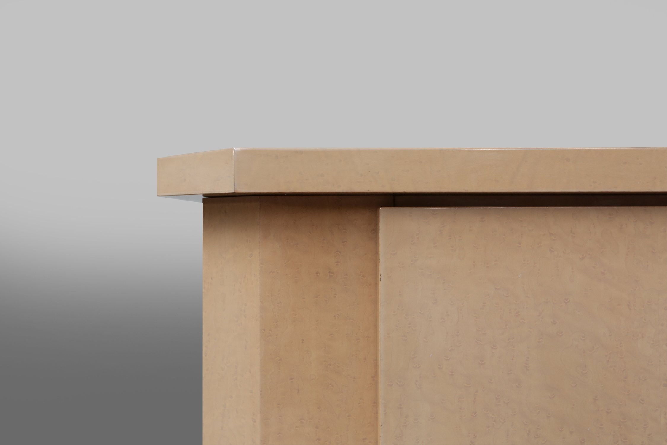 Ivory Lacquer Sideboard in burl wood by Jean Claude Dresse, 1970sthumbnail