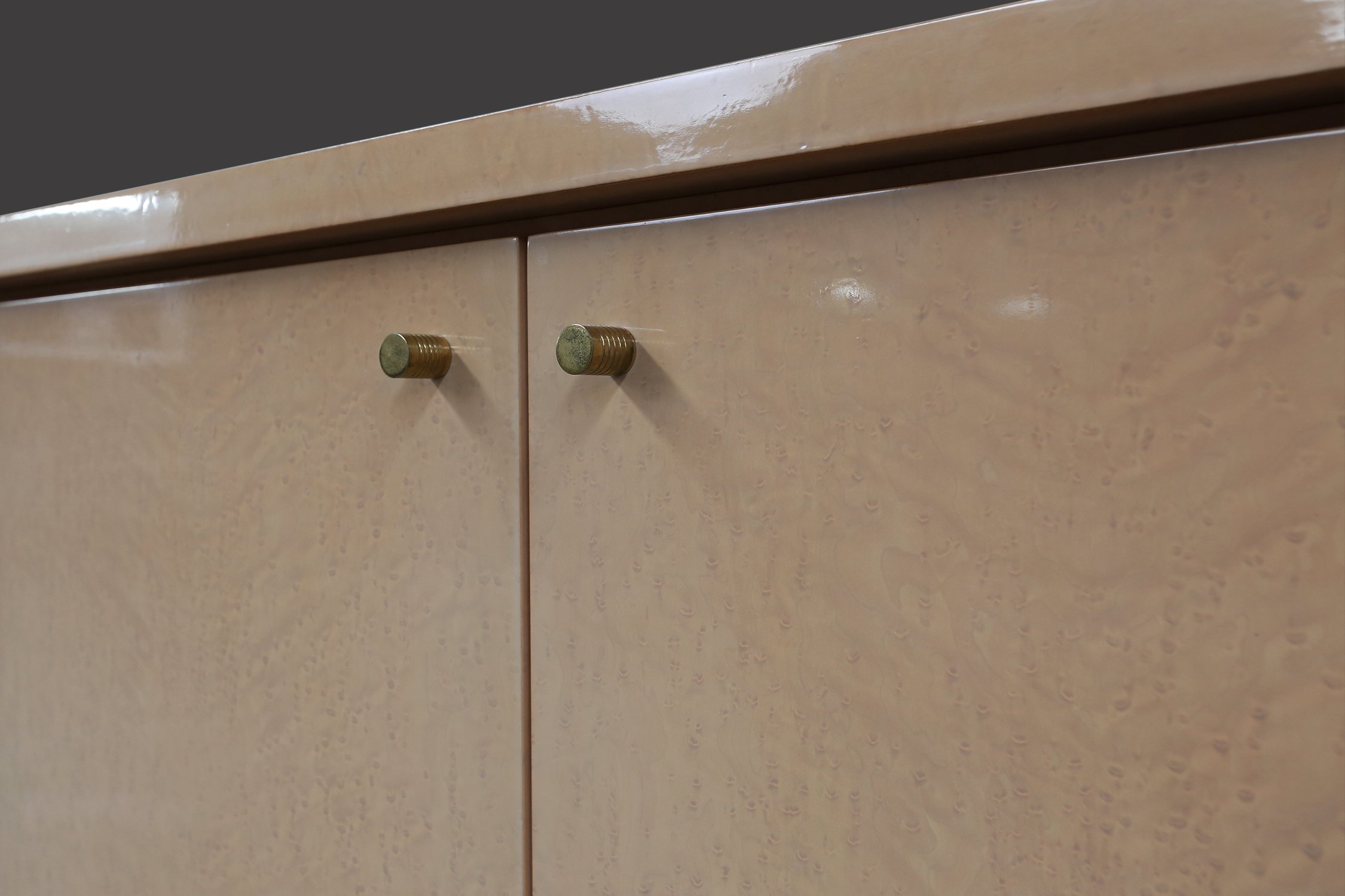 Ivory Lacquer Sideboard in burl wood by Jean Claude Dresse, 1970sthumbnail
