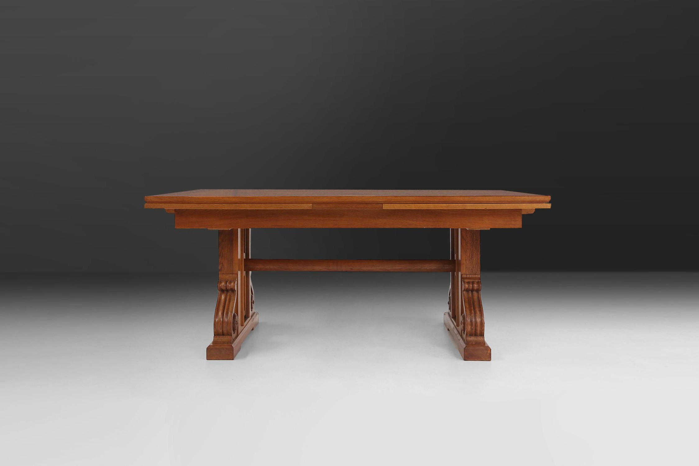 Extendable Art Deco Dining Table in full oak, 1940sthumbnail