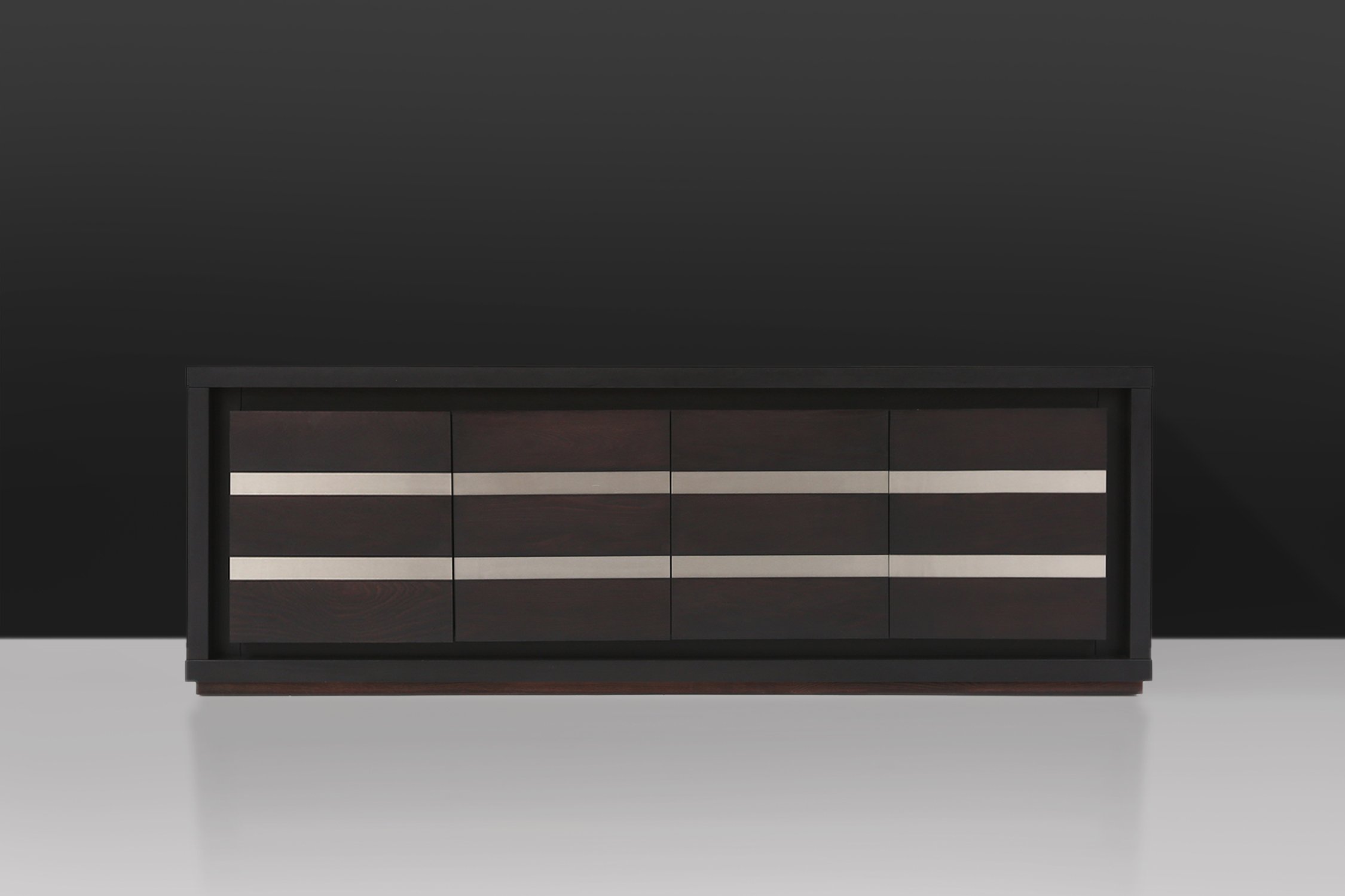 Brutalist Mid-century Belgian Black Oak Sideboard, Belgium 1970sthumbnail