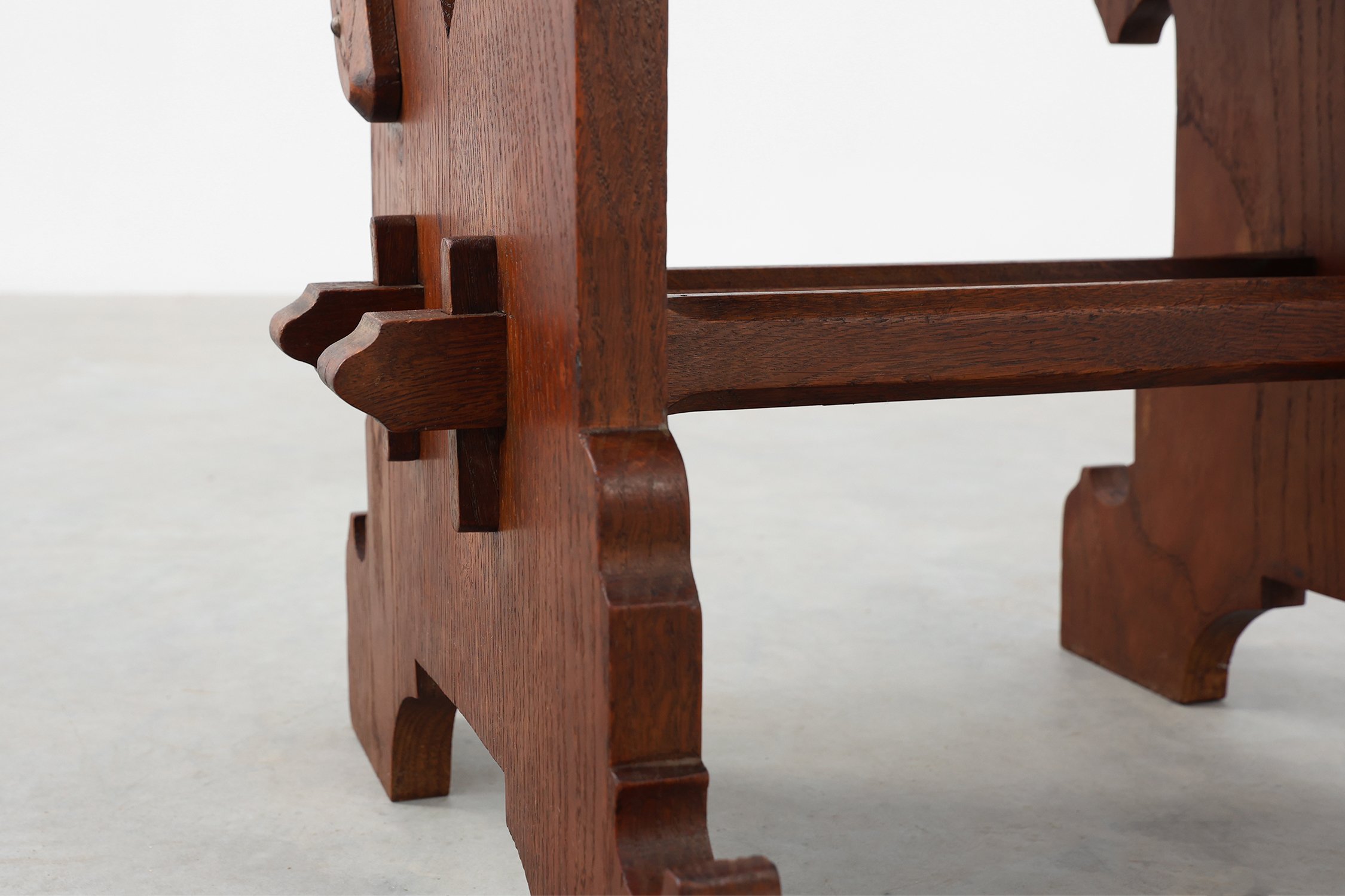 Belgian Arts & Crafts Oak Stool,  1890thumbnail