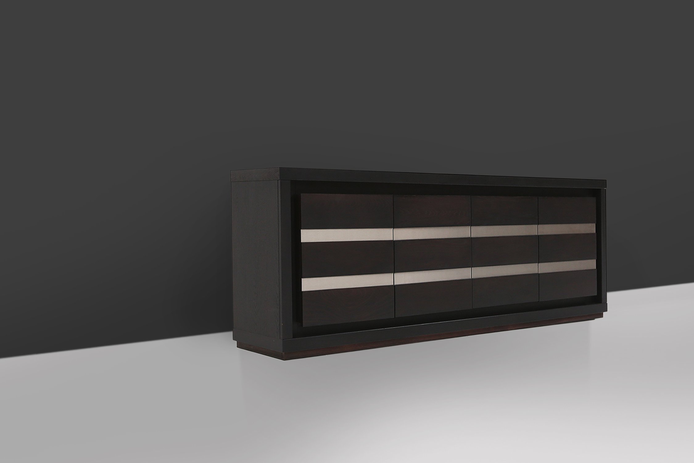 Brutalist Mid-century Belgian Black Oak Sideboard, Belgium 1970sthumbnail