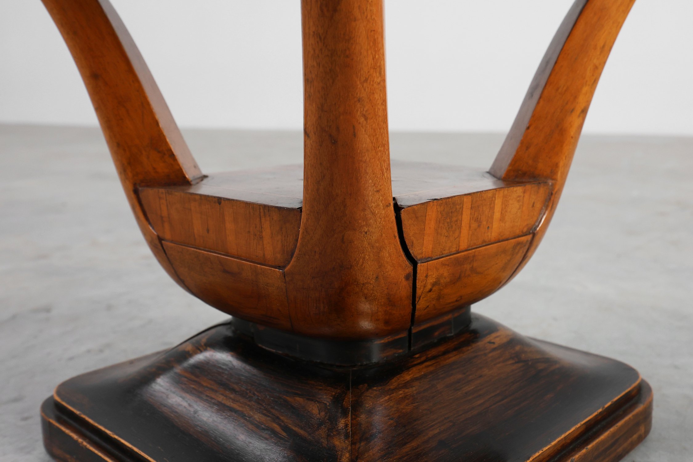 Art Deco Walnut Stool with Fabric, Italy, 1920sthumbnail