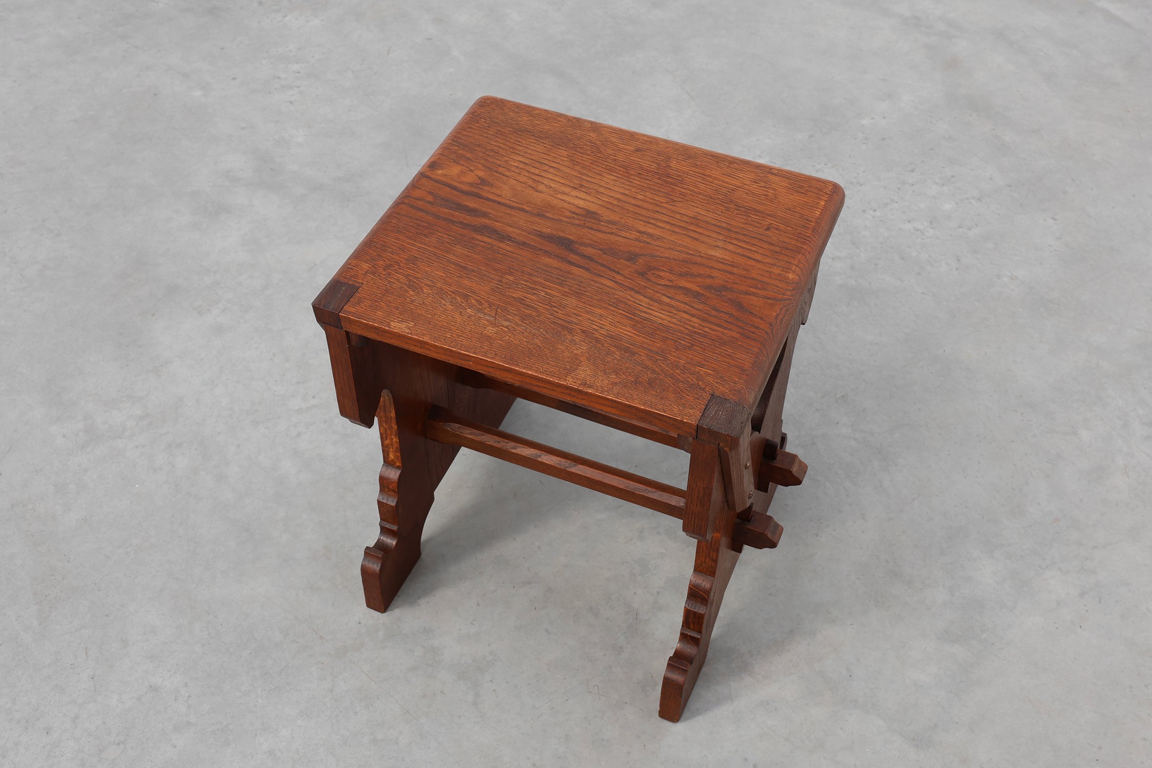 Belgian Arts & Crafts Oak Stool,  1890thumbnail
