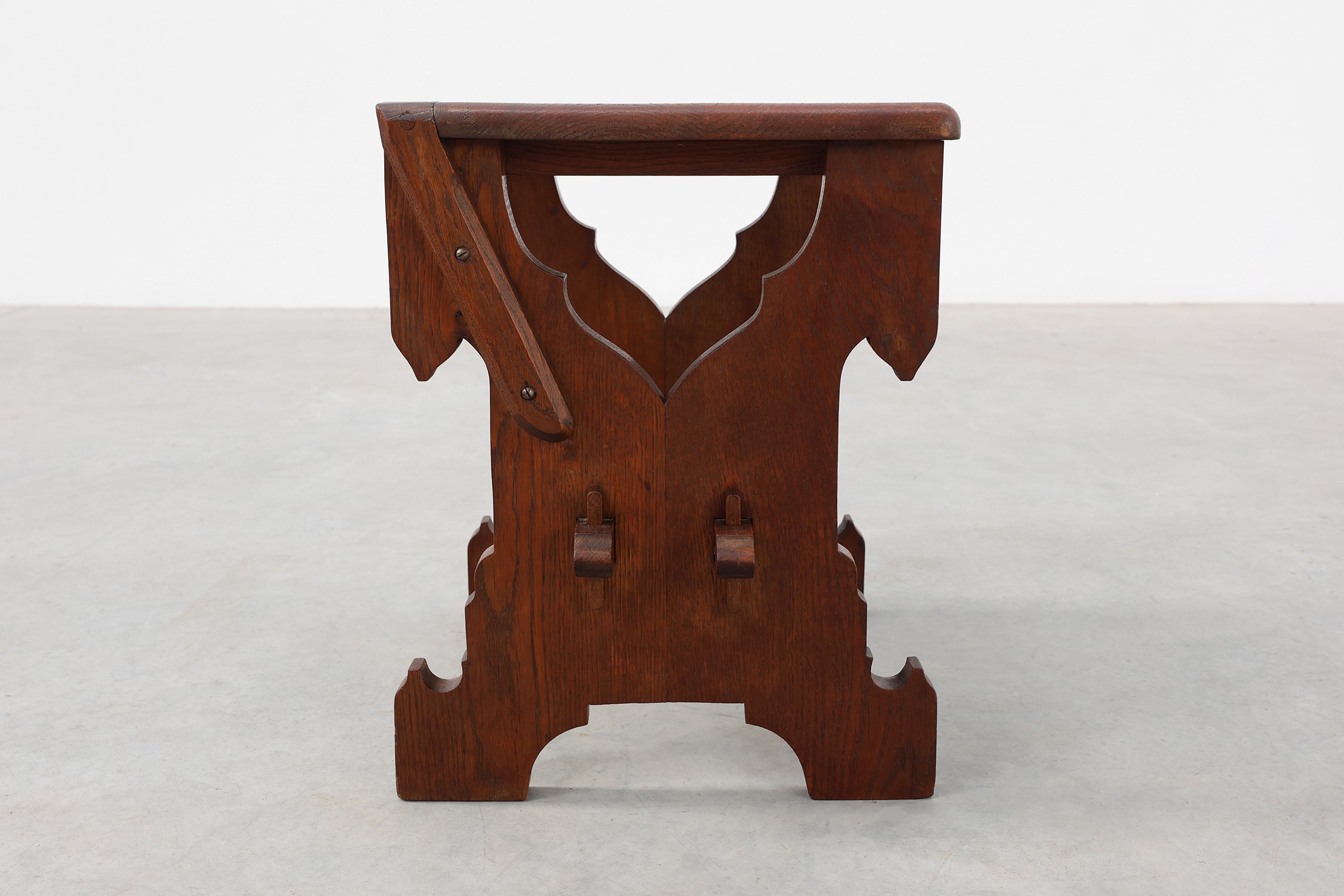 Belgian Arts & Crafts Oak Stool,  1890thumbnail