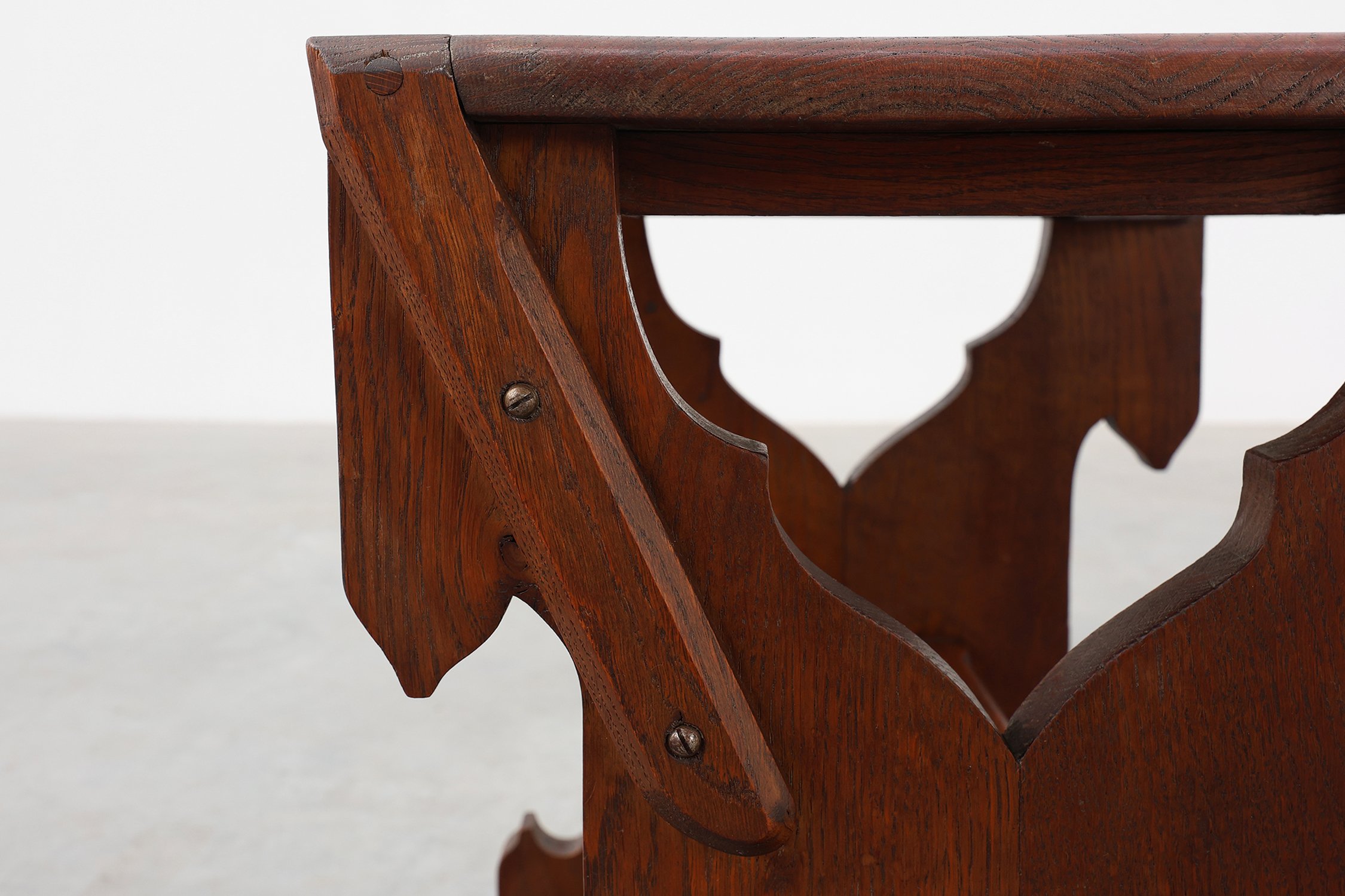 Belgian Arts & Crafts Oak Stool,  1890thumbnail
