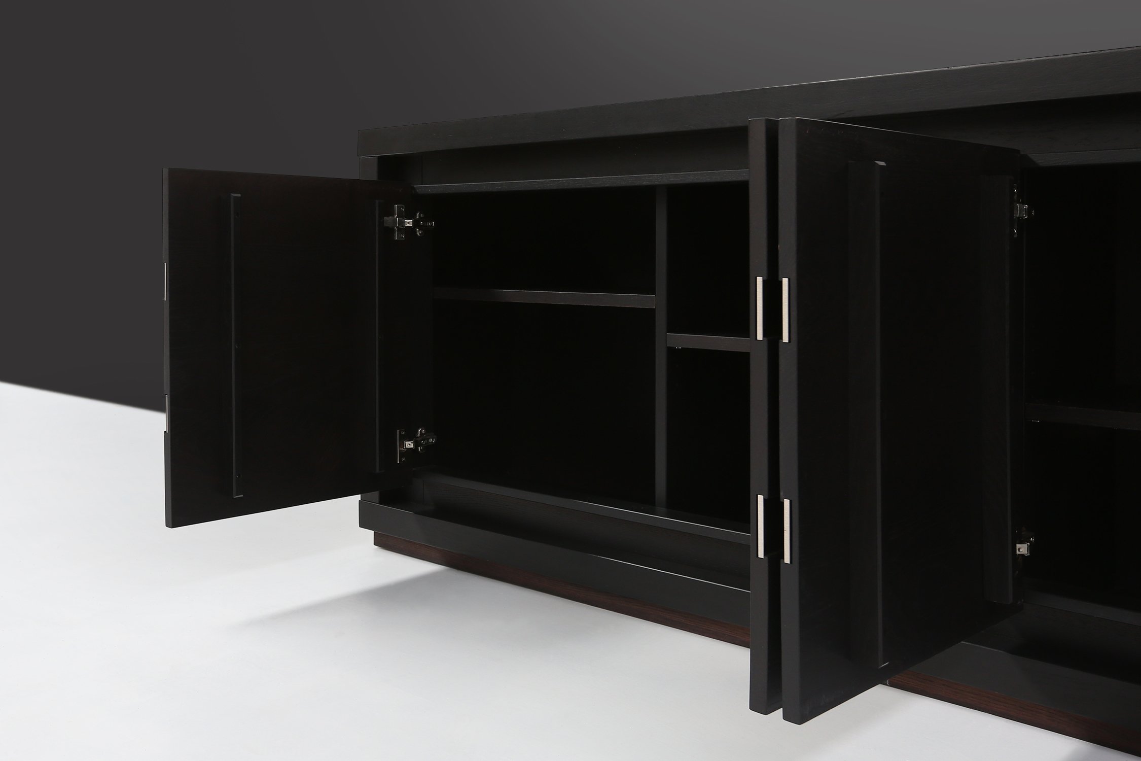 Brutalist Mid-century Belgian Black Oak Sideboard, Belgium 1970sthumbnail
