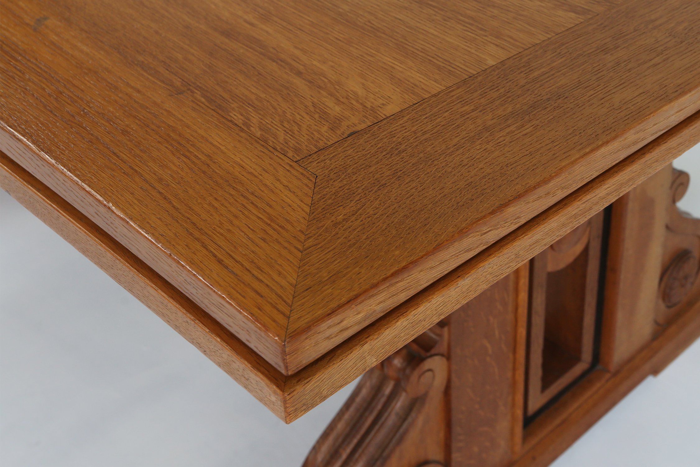 Extendable Art Deco Dining Table in full oak, 1940sthumbnail
