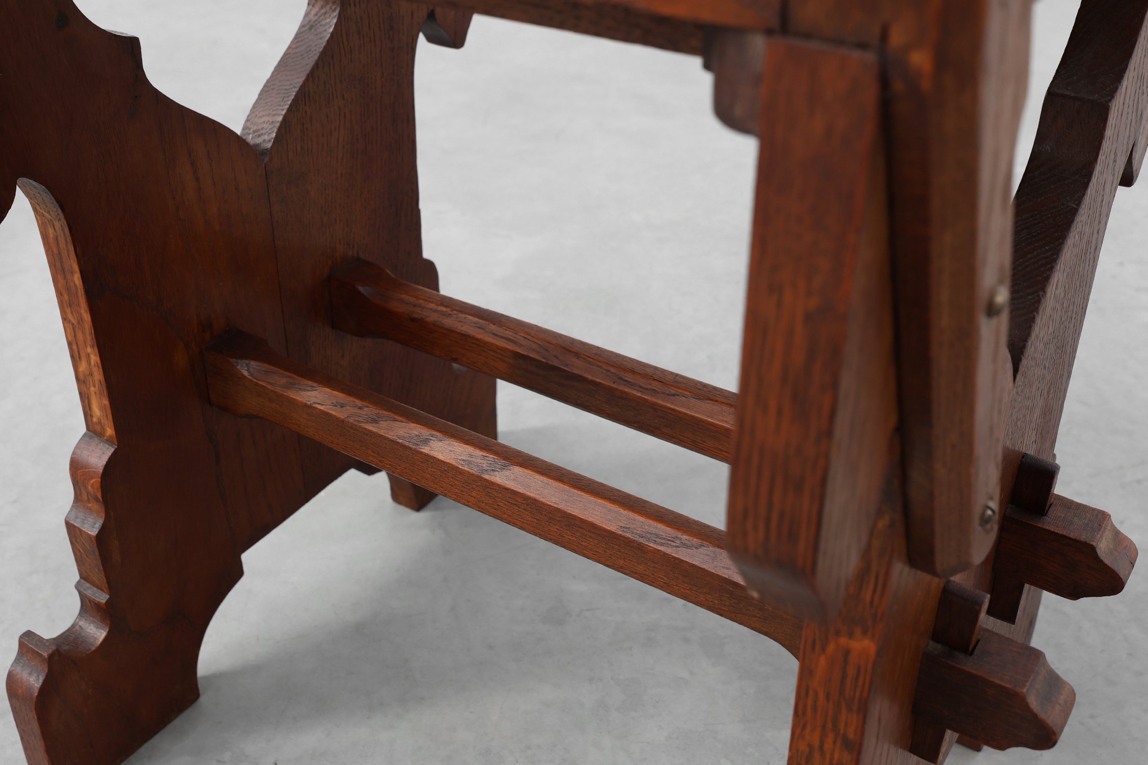 Belgian Arts & Crafts Oak Stool,  1890thumbnail