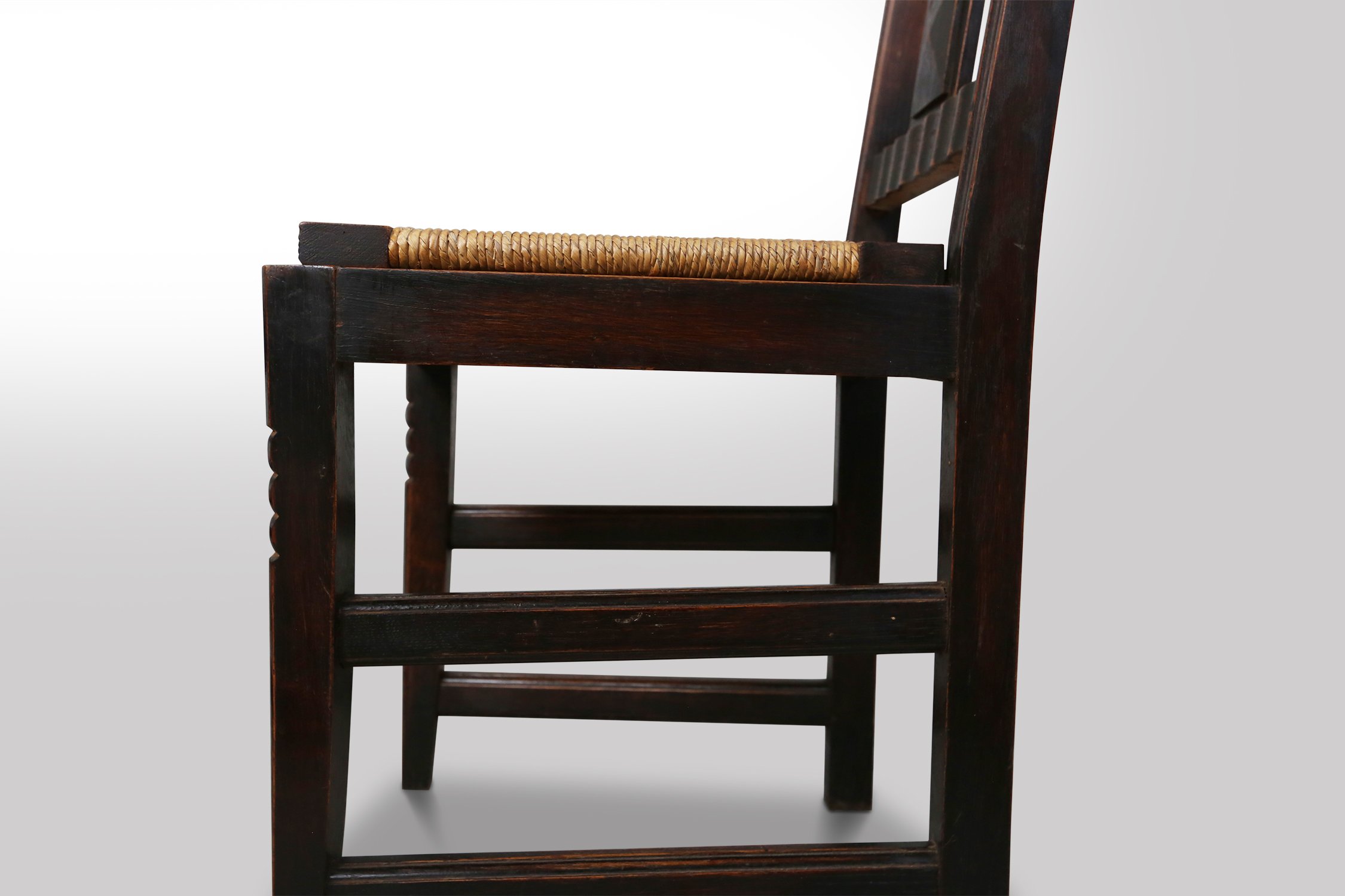 Vintage Dining Chairs in Oak and Wicker by Victor Coutray, Set of 6thumbnail