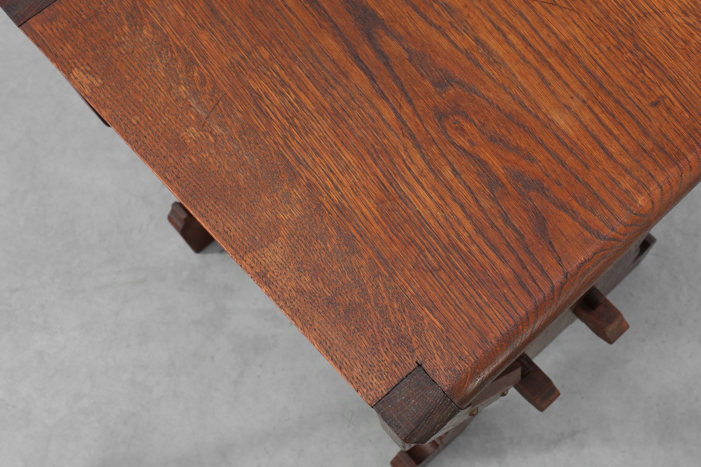 Belgian Arts & Crafts Oak Stool,  1890thumbnail