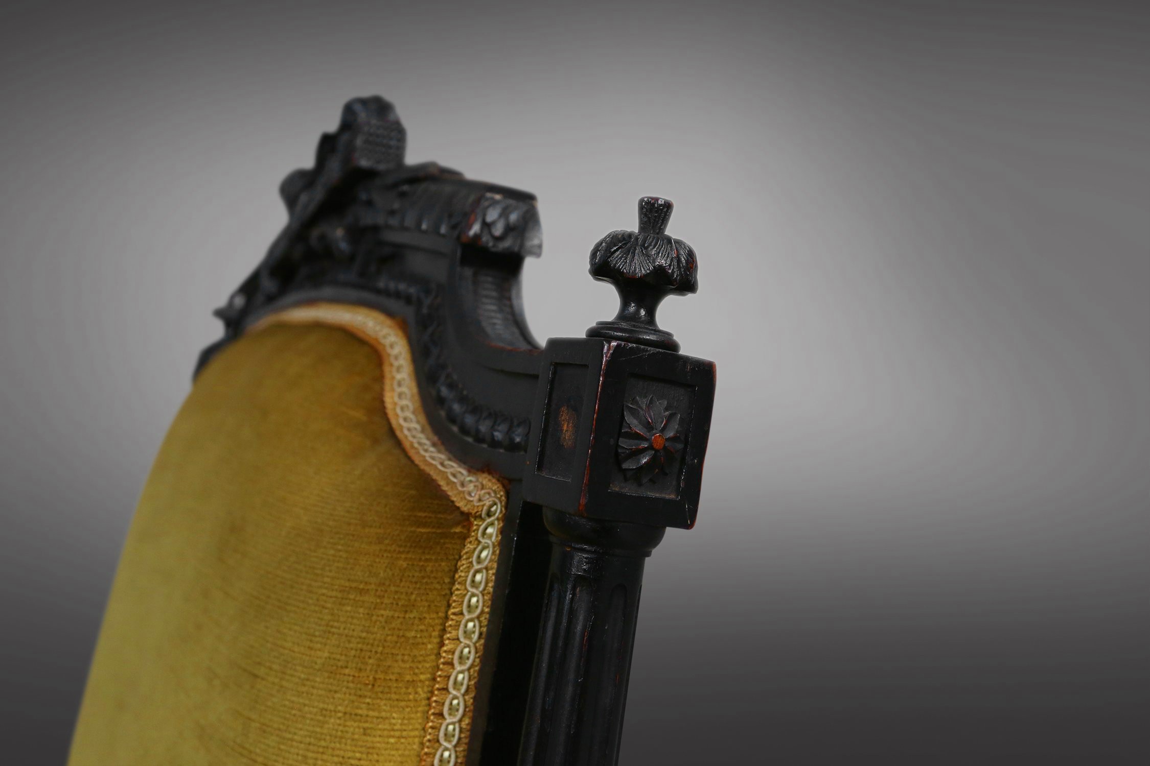 French Empire style  Black Wood and Velvet Armchair, 1850sthumbnail
