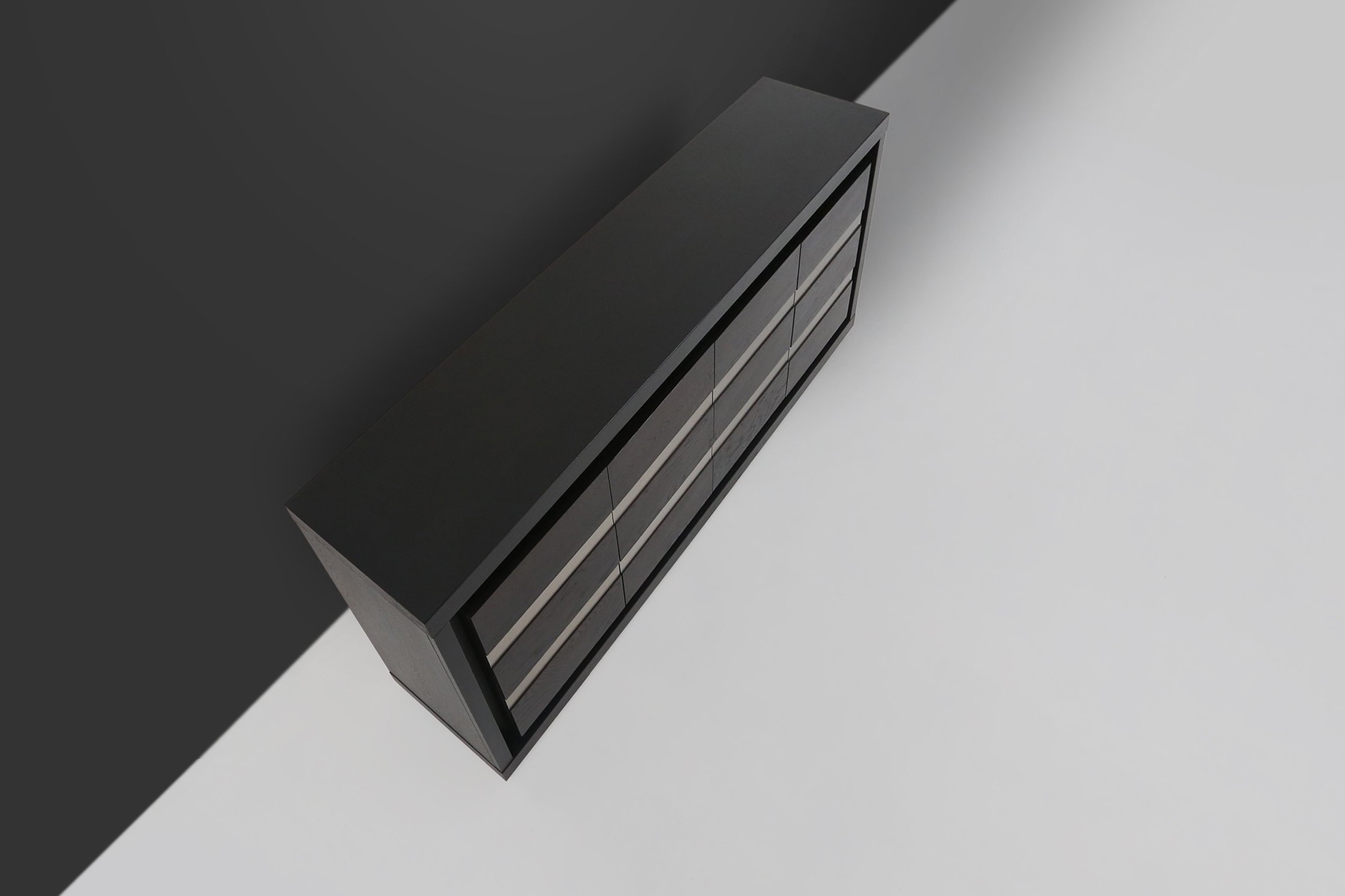 Brutalist Mid-century Belgian Black Oak Sideboard, Belgium 1970sthumbnail
